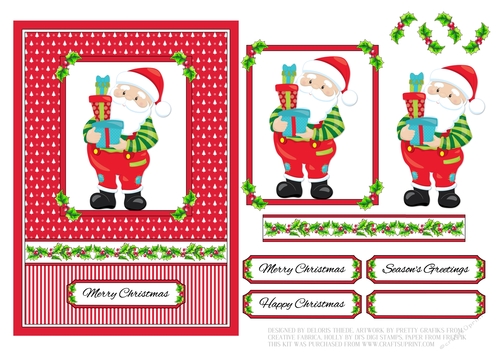 Cute Santa Holiday Toppers (Card Three)
