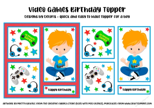Video Game Birthday Topper (Card Two)