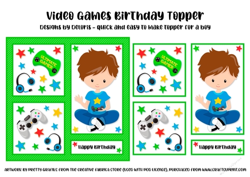 Video Game Birthday Topper (Card Five)