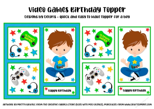 Video Game Birthday Topper (Card Eight)