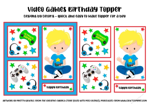 Video Game Birthday Topper (Card Ten)
