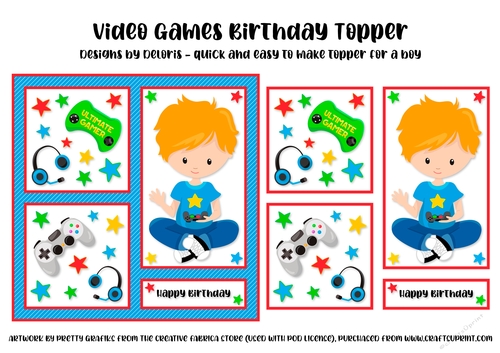 Video Game Birthday Topper (Card Twelve)