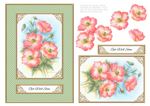 Get Well - Lovely Rob Pohl Poppies Topper (Green)