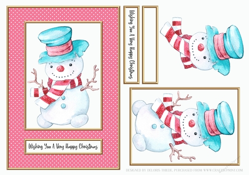 Cute Little Snowman Holiday Topper (Card Three)