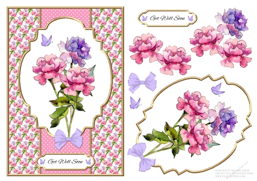 Lovely Watercolor Peonies Get Well Topper