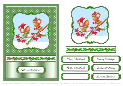 Cute Critters Holiday Topper (Card One)