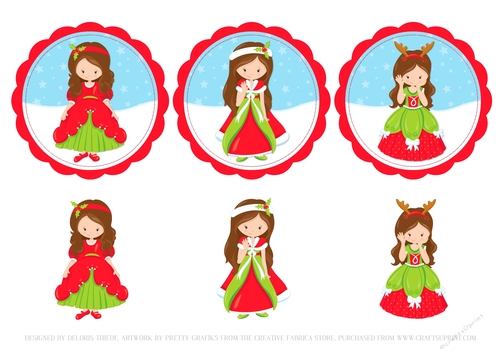Cute Little Princess Holiday Toppers - Dark Hair