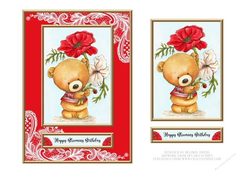 Happy Blooming Birthday - Teddy Bear