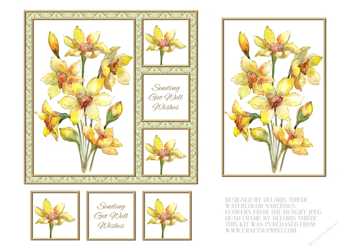 Lovely Watercolor Narcissus Get Well Topper Card One