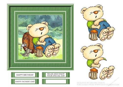 Cute Beer Bear Birthday or Fathers Day Topper