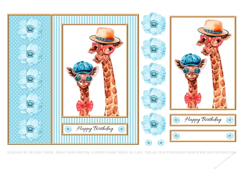 Cute Giraffes Birthday Topper