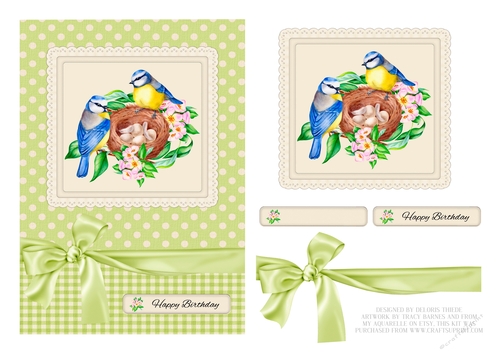 Lovely Birds N Flowers Birthday Topper