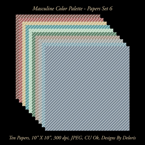 Paper Pack 6 - Diagonal Stripes (Masculine Colors)