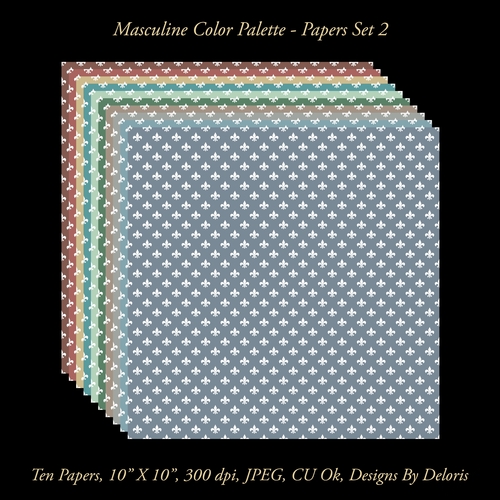 Paper Pack 2 - Fleur de lis (Masculine Colors)