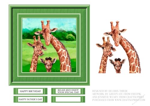 Cute Giraffe Trio Birthday Or Fathers Day Topper