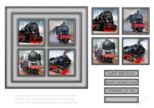 Vintage Trains Birthday Or Fathers Day Topper