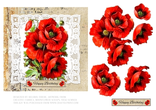 Lovely Poppies Birthday Topper