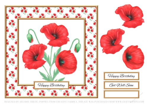 Lovely Wild Poppies Birthday Topper