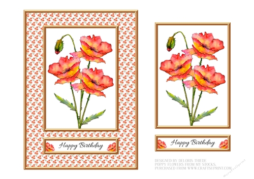 Lovely Poppies Birthday Topper (Card One)