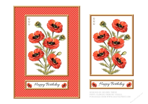Lovely Wild Poppies Birthday Topper (Card Three)