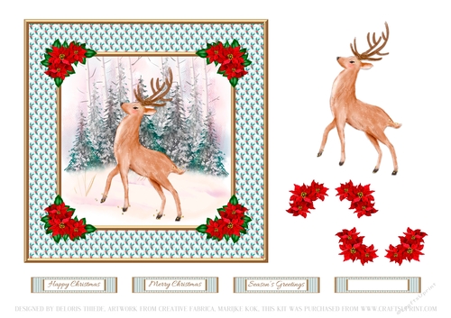 Lovely Watercolor Woodlands Reindeer Topper