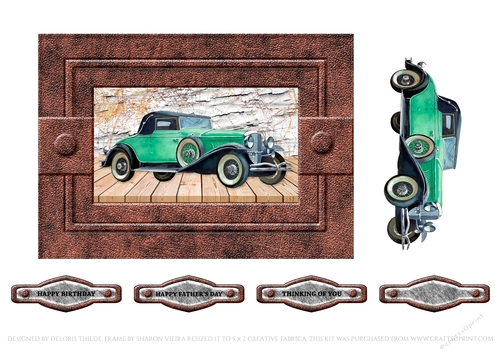 Vintage Car Birthday Or Fathers Day Topper
