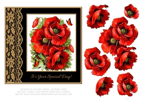 Lovely Poppies N Gold Lace