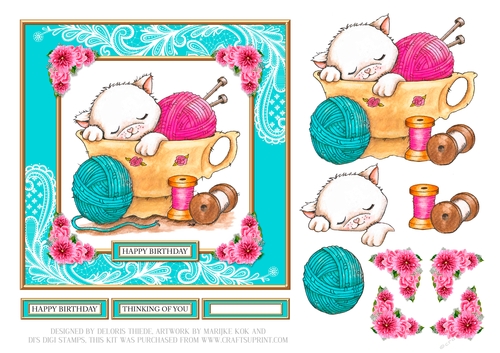 Cute Teacup Kitten Birthday Topper