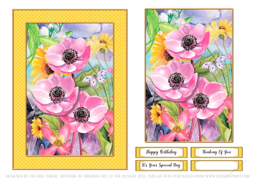 Lovely Watercolor Floral Birthday Topper (Yellow)