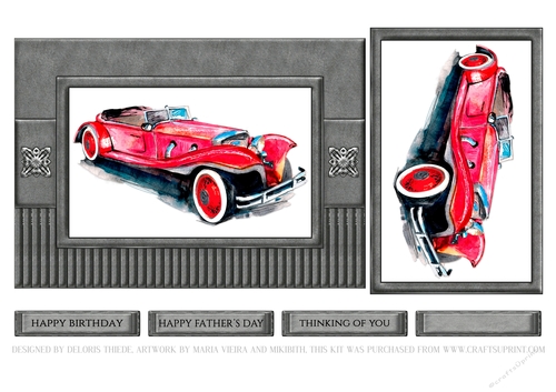 Vintage Car Birthday Or Fathers Day Topper
