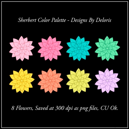 Flowers Set 1 - Sherbert Color Palette