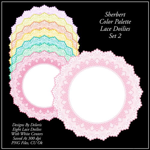 Lace Doilies Set 2 - Sherbert Color Palette