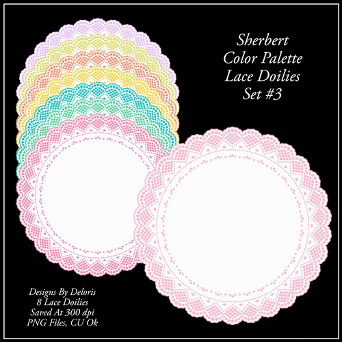 Lace Doilies Set 3 - Sherbert Color Palette