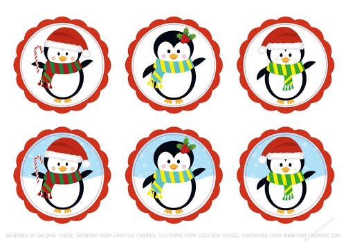 Cute Penguins Stitched Circle