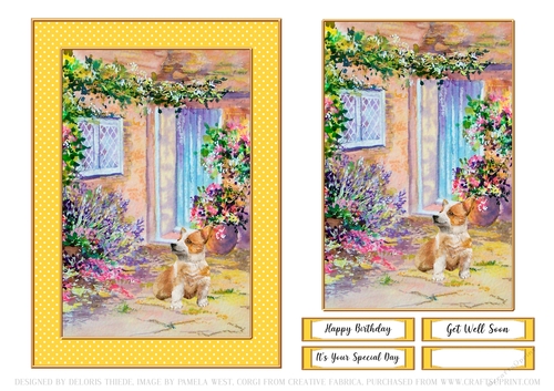 Cute Corgi Garden Scene - Birthday or Get Well