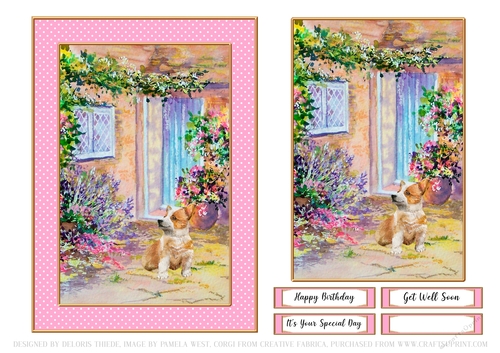 Cute Corgi Garden Scene - Birthday or Get Well