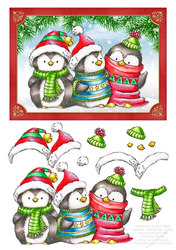 Cute Penguin Trio (Red)