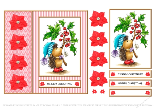 Cute Hedgehog Holiday Card (Pink)