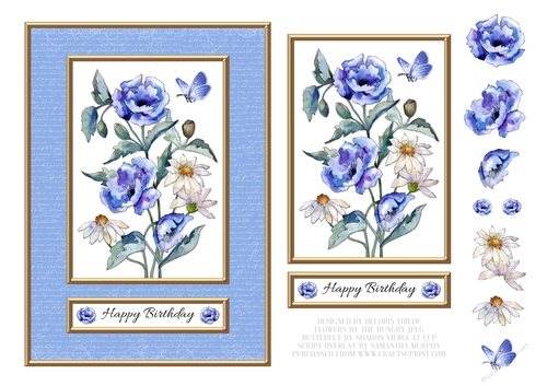 Lovely Watercolor Flowers Birthday Topper