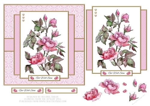 Lovely Watercolor Roses Get Well Topper