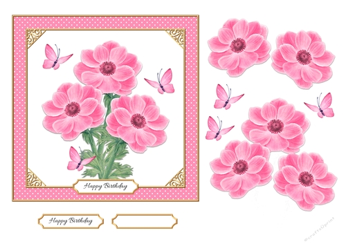 Lovely Anemones Birthday Topper - Pink