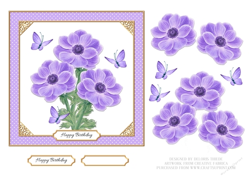 Lovely Anemones Birthday Topper - Purple