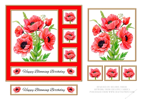 Lovely Poppies Birthday Topper - Red