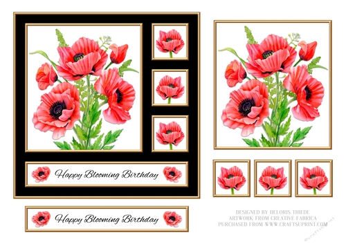 Lovely Poppies Birthday Topper 
