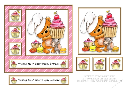 Cute Teddy Birthday Topper (Card One)