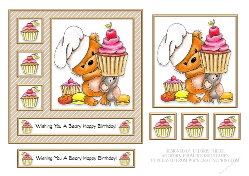 Cute Teddy Birthday Topper (Card Two)