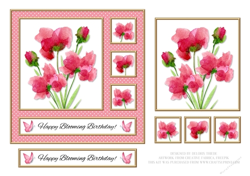 Birthday - Lovely Watercolor Flowers (Pink Polka Dot)