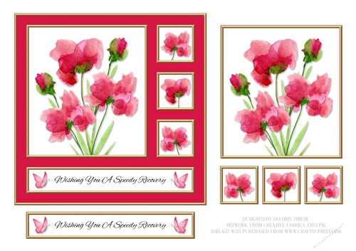 Get Well - Lovely Watercolor Flowers - Red