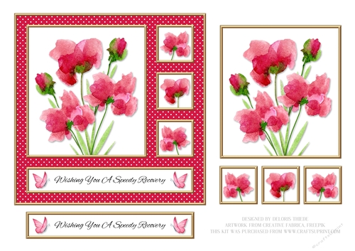Get Well - Lovely Watercolor Flowers - Red Polka Dots