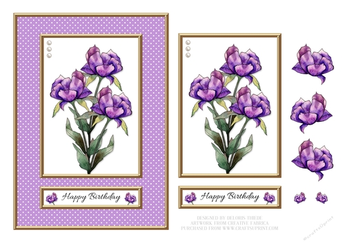 Birthday - Lovely Watercolor Peonies - Purple